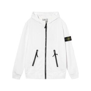 Stone Island White Hoodie with Black Accents
